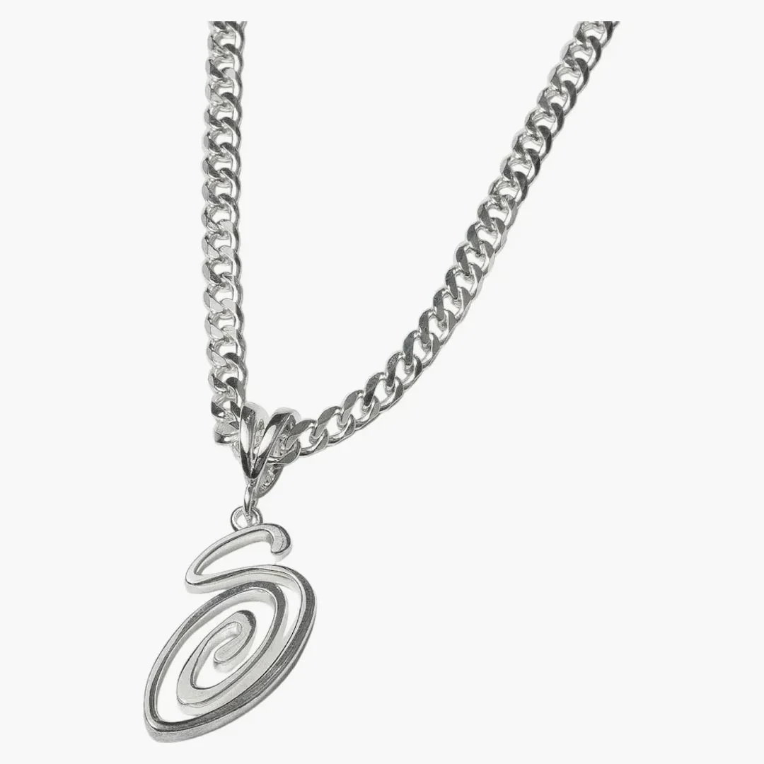 Stussy Swirly S Sterling Silver Chain Silver