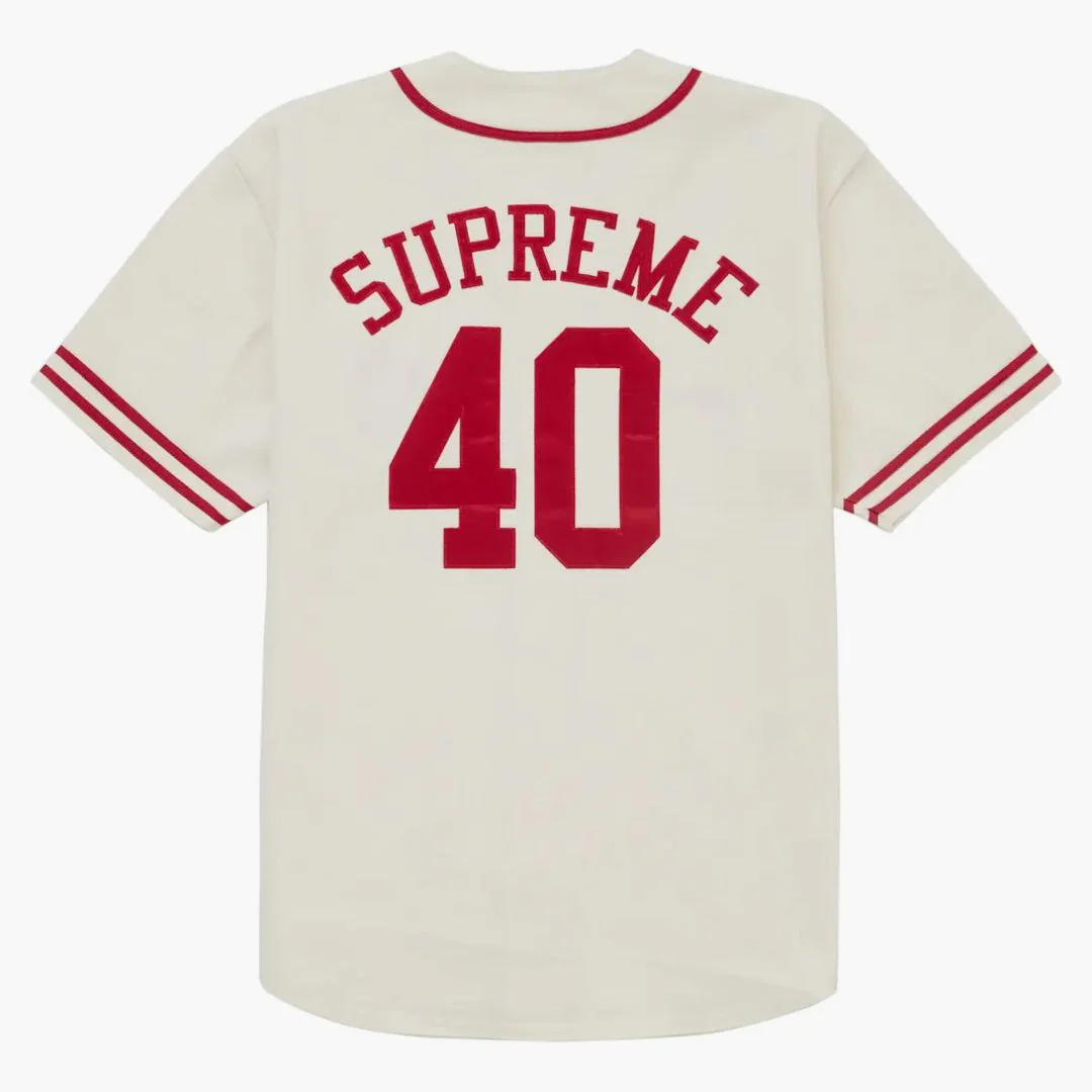Supreme 40 Acres Twill Baseball Jersey White - Image 2