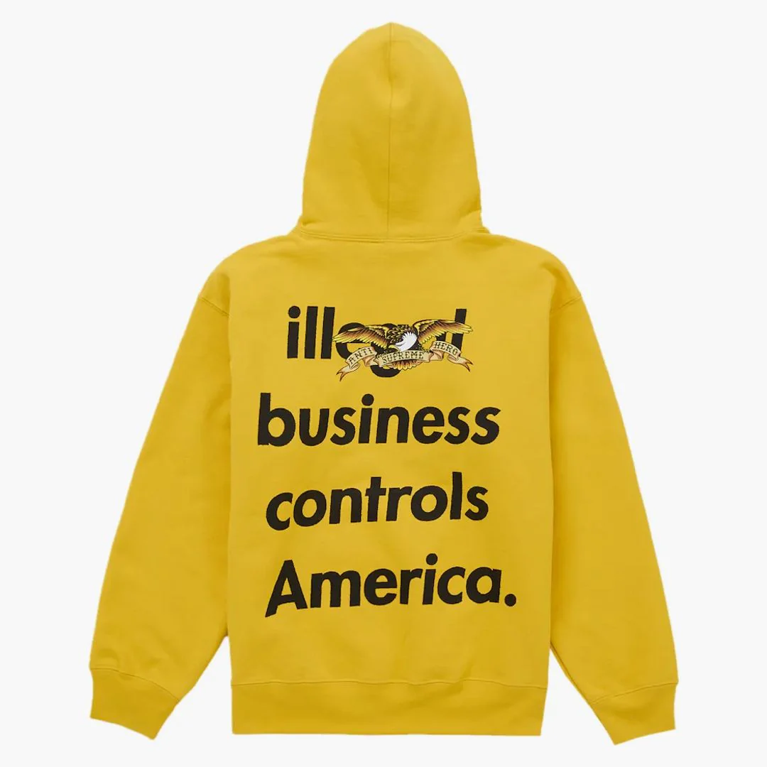 Supreme Antihero Hooded Sweatshirt (fw25) Yellow - Image 2