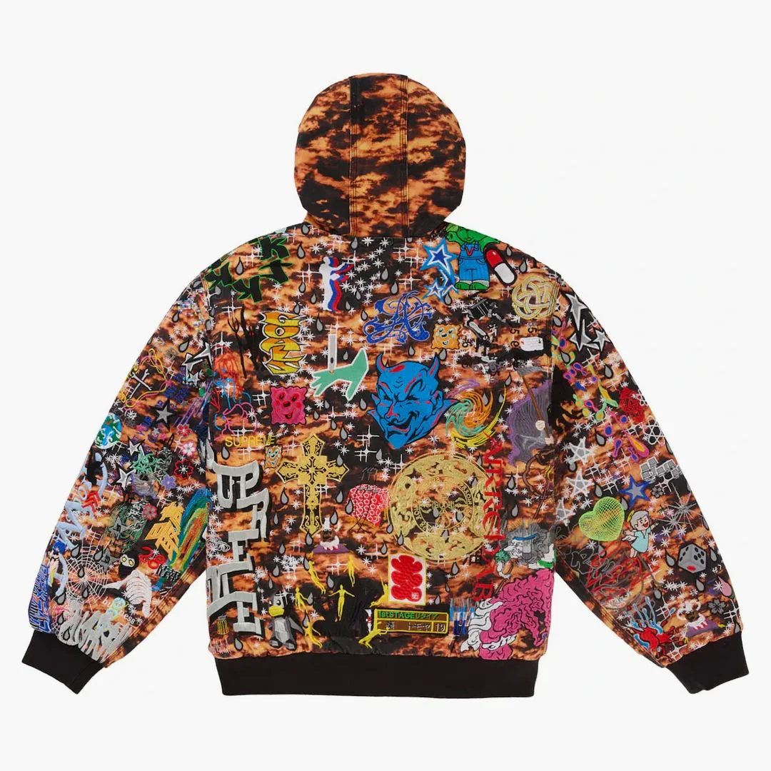 Supreme Aoi Embroidered Hooded Work Jacket Flames - Image 3