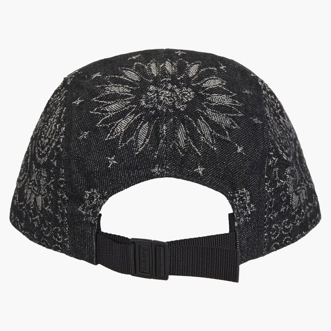 Supreme Bandana Jacquard Denim Camp Cap Black - Image 2