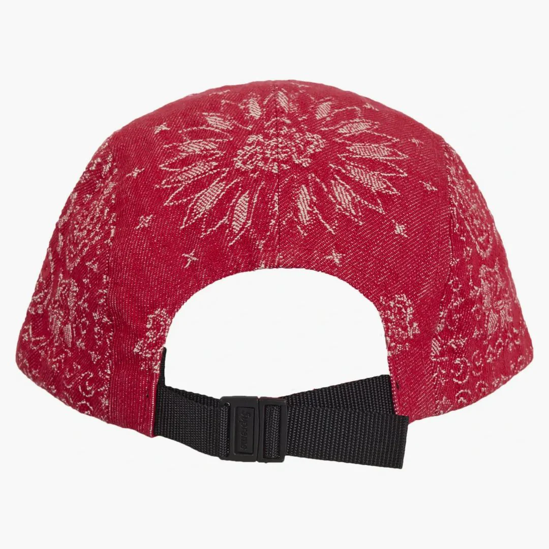 Supreme Bandana Jacquard Denim Camp Cap Red - Image 2