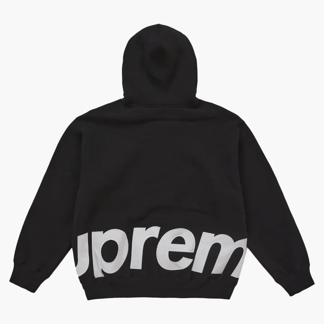 Supreme Big Logo Zip Up Hooded Sweatshirt Black - Image 2