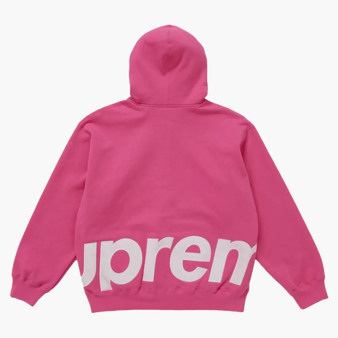 Supreme Big Logo Zip Up Hooded Sweatshirt Magenta - Image 2