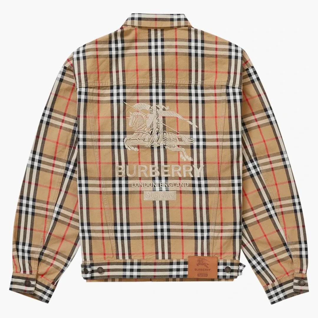 Supreme Burberry Denim Trucker Jacket Beige - Image 2