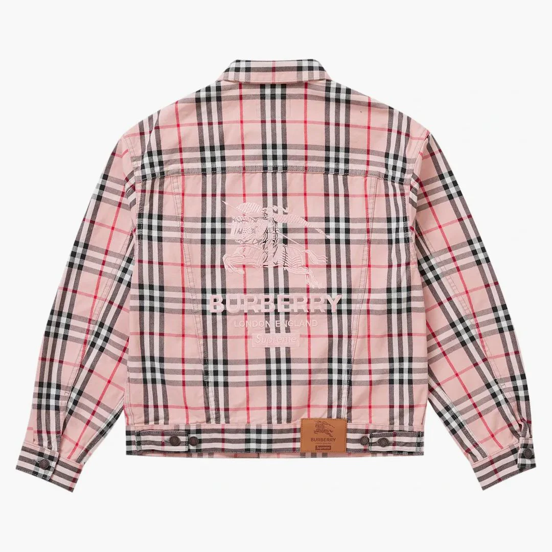 Supreme Burberry Denim Trucker Jacket Pink - Image 2
