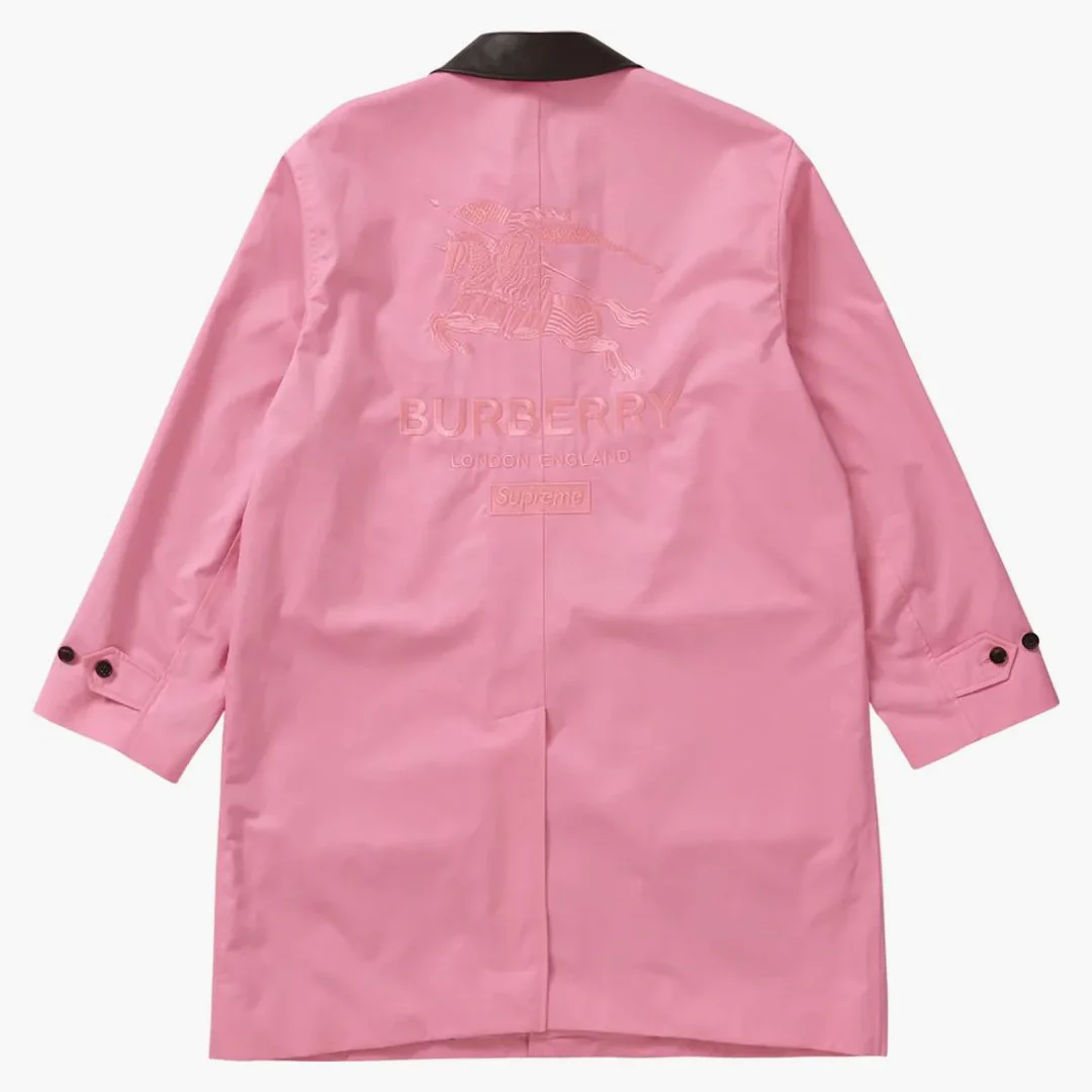 Supreme Burberry Leather Collar Trench Pink - Image 2