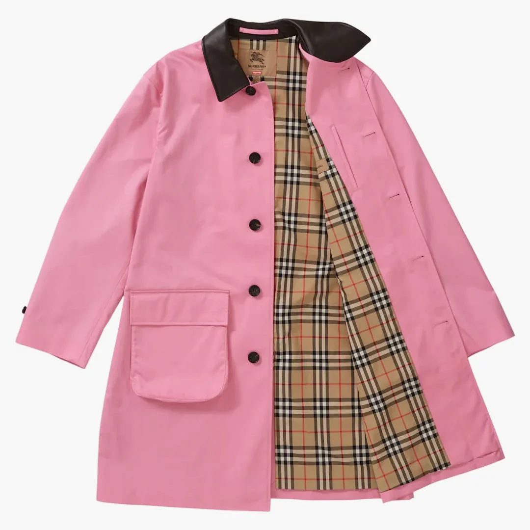 Supreme Burberry Leather Collar Trench Pink - Image 3