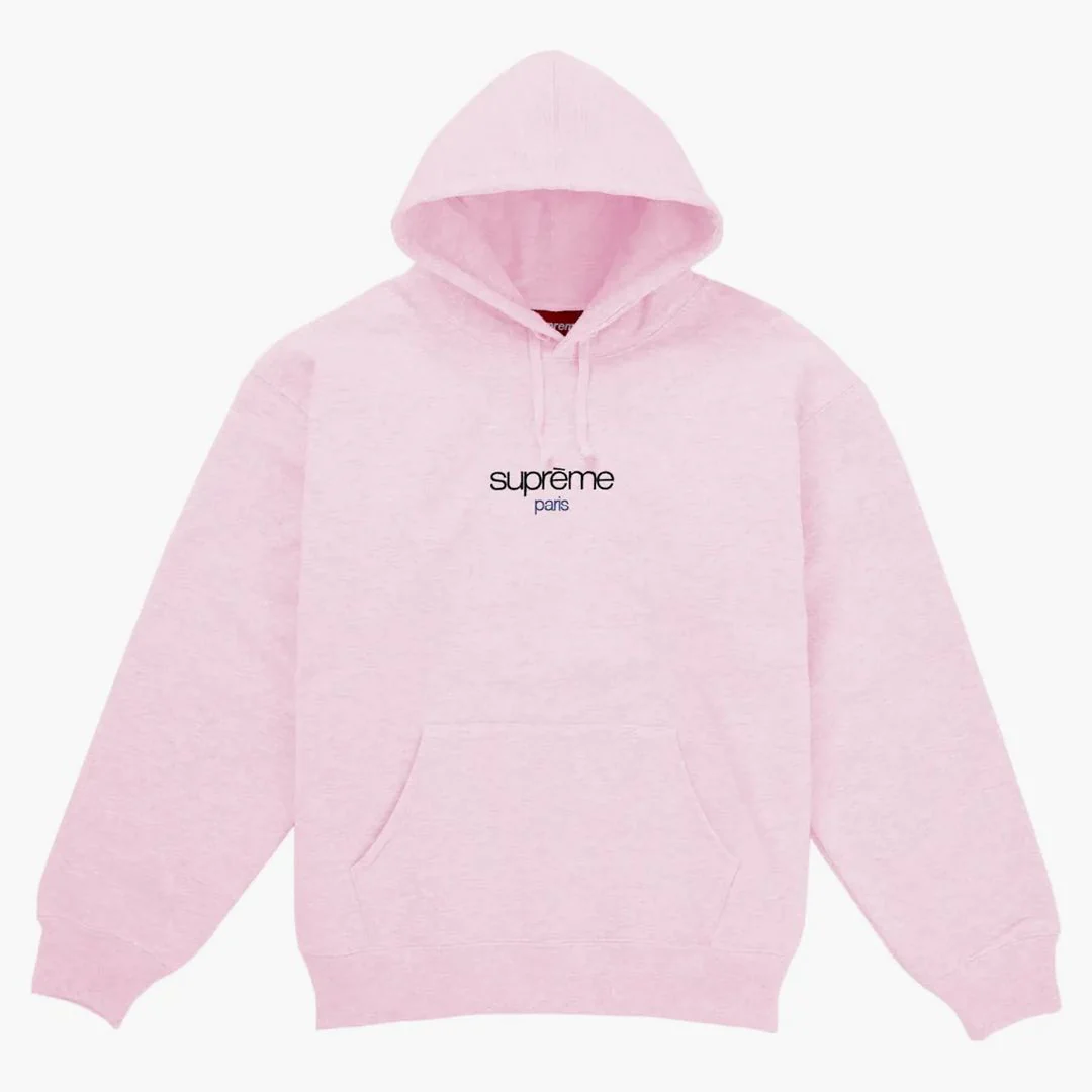 Supreme Classic Logo Shop Hooded Sweatshirt Light Pink