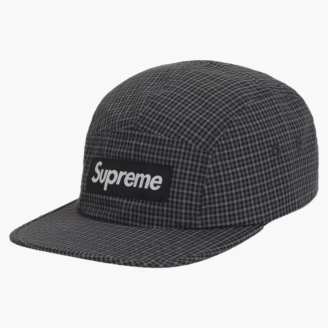 Supreme Cordura Plaid Camp Cap Black
