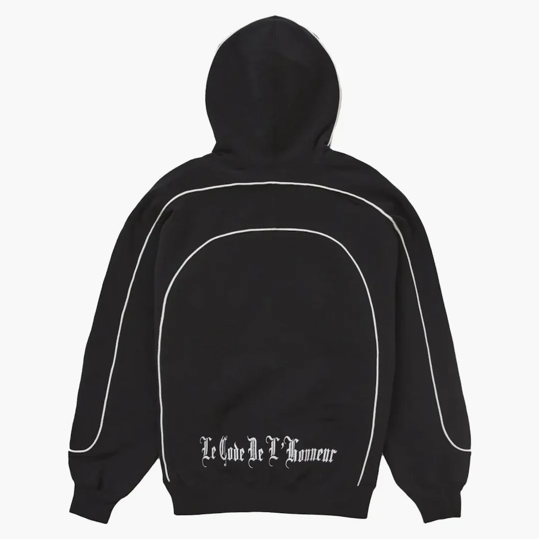 Supreme Curve Piping Hooded Sweatshirt Black - Image 2
