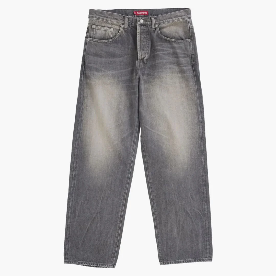 Supreme Distressed Loose Fit Selvedge Jean (ss25) Washed Grey