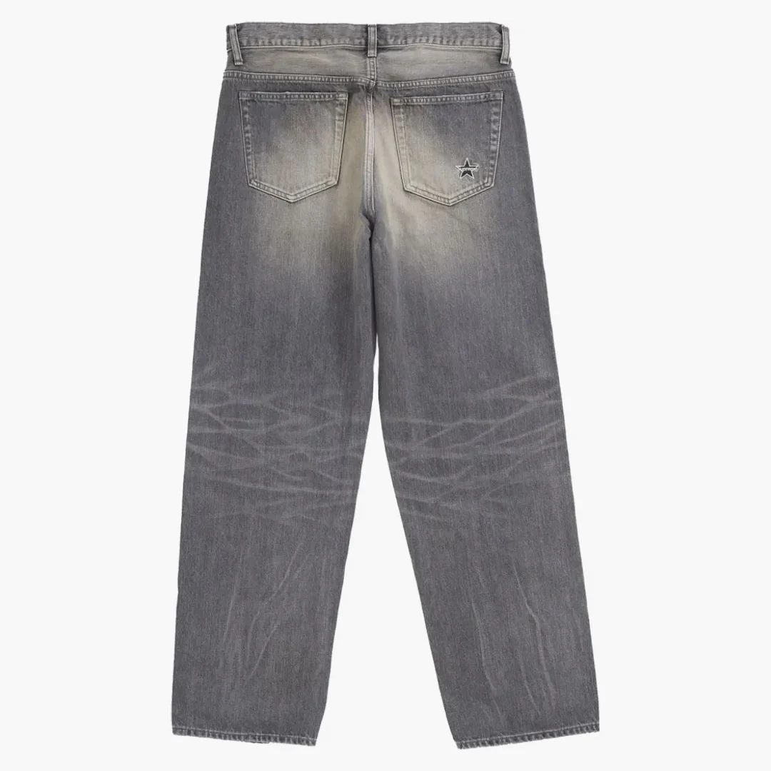 Supreme Distressed Loose Fit Selvedge Jean (ss25) Washed Grey - Image 2