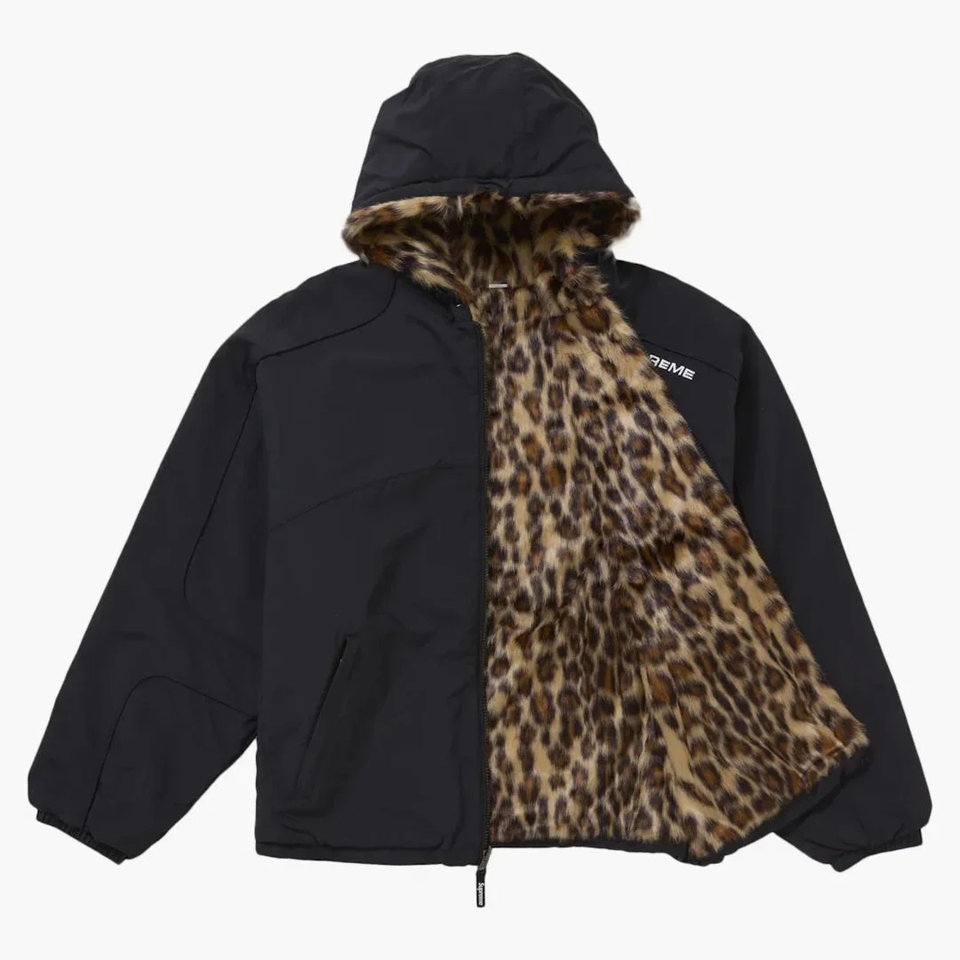 Supreme Faux Fur Reversible Hooded Track Jacket Black - Image 3