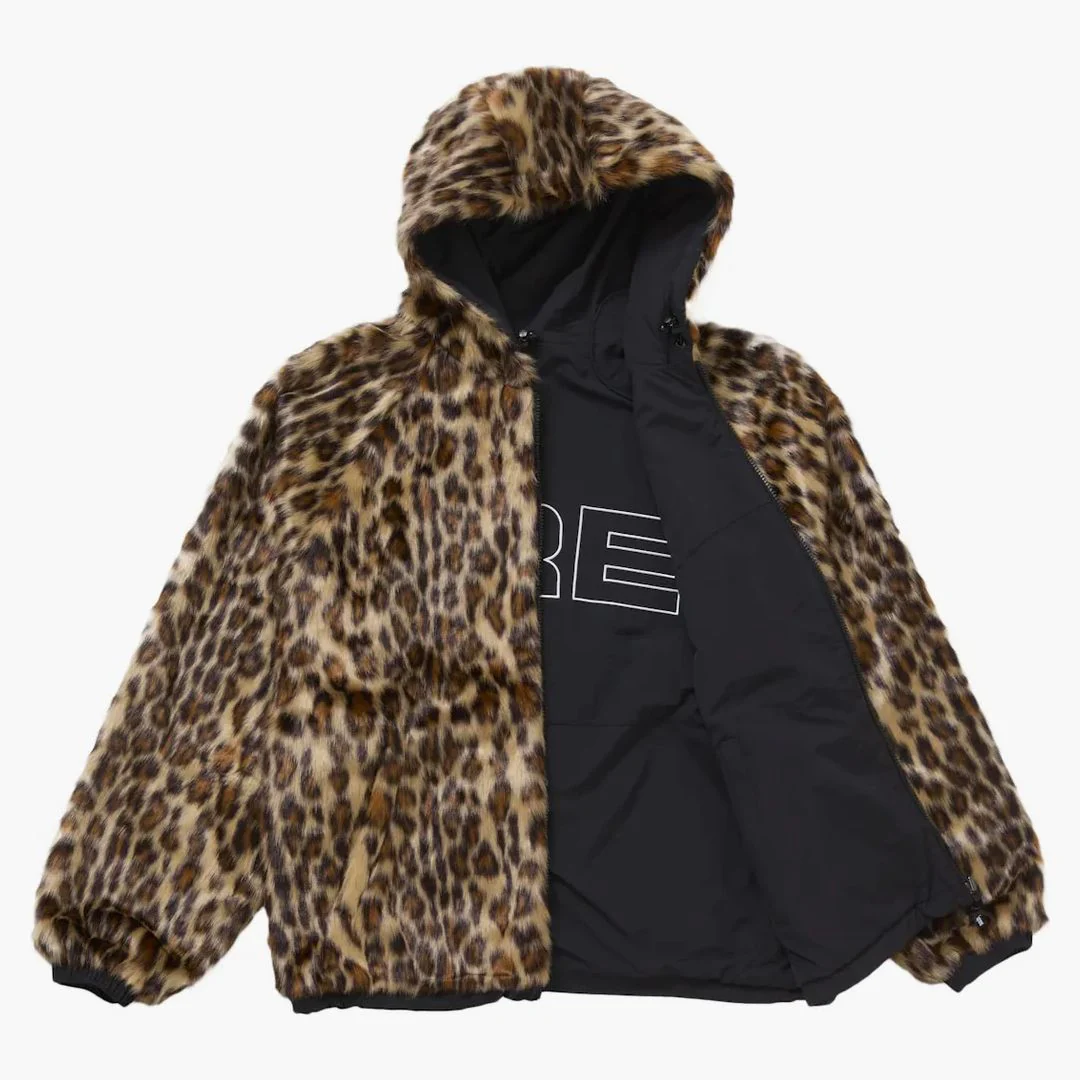 Supreme Faux Fur Reversible Hooded Track Jacket Black - Image 5