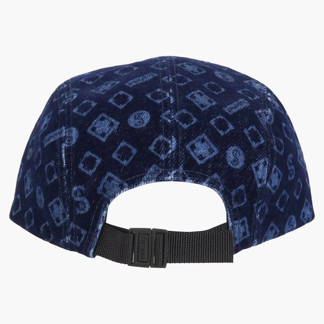 Supreme Flocked Denim Camp Cap Blue - Image 2