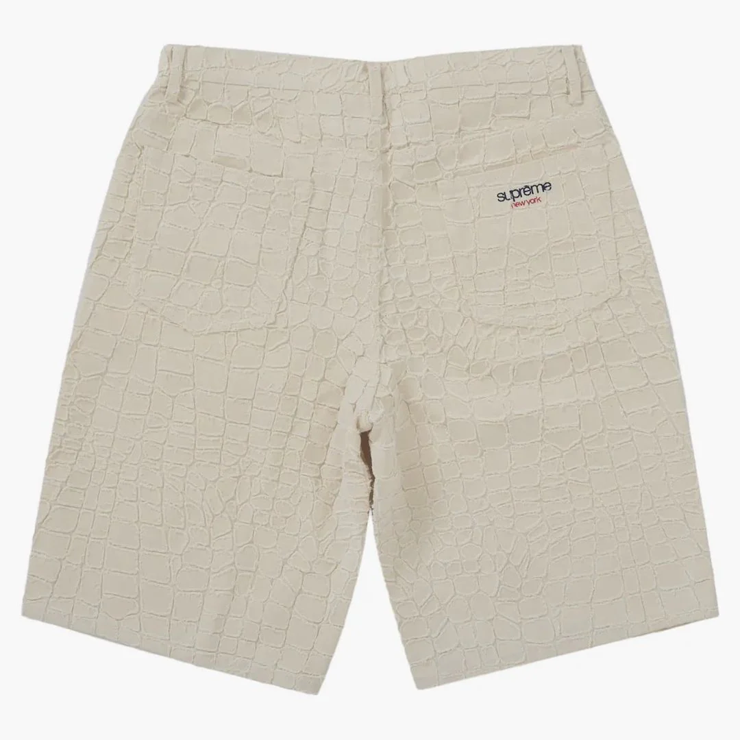 Supreme Frayed Croc Baggy Denim Short Natural - Image 2