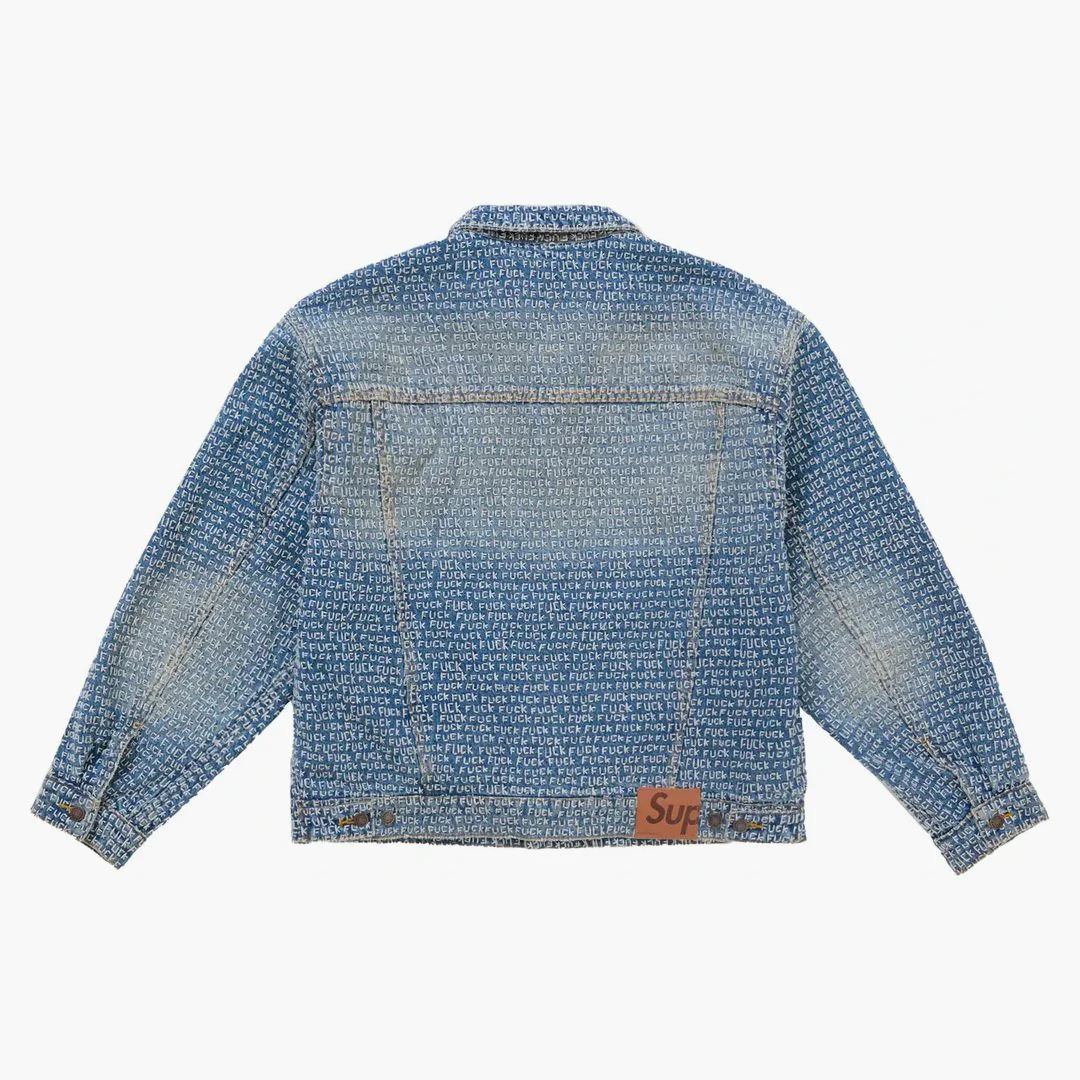 Supreme Fuck Stitch Denim Trucker Jacket Blue - Image 2
