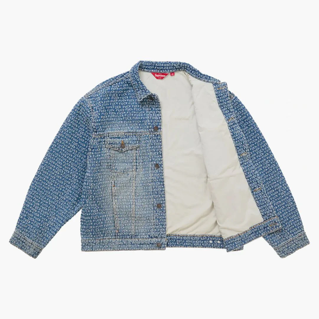 Supreme Fuck Stitch Denim Trucker Jacket Blue - Image 3