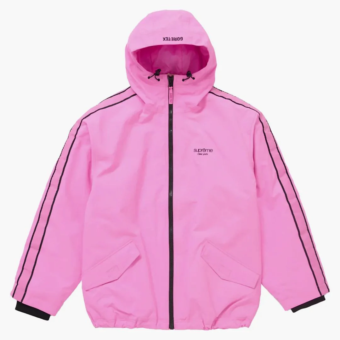 Supreme Gore-tex Stripe Hooded Jacket Fluorescent Pink - Image 2