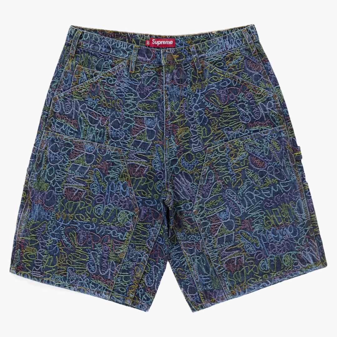 Supreme Handwriting Double Knee Denim Short Indigo