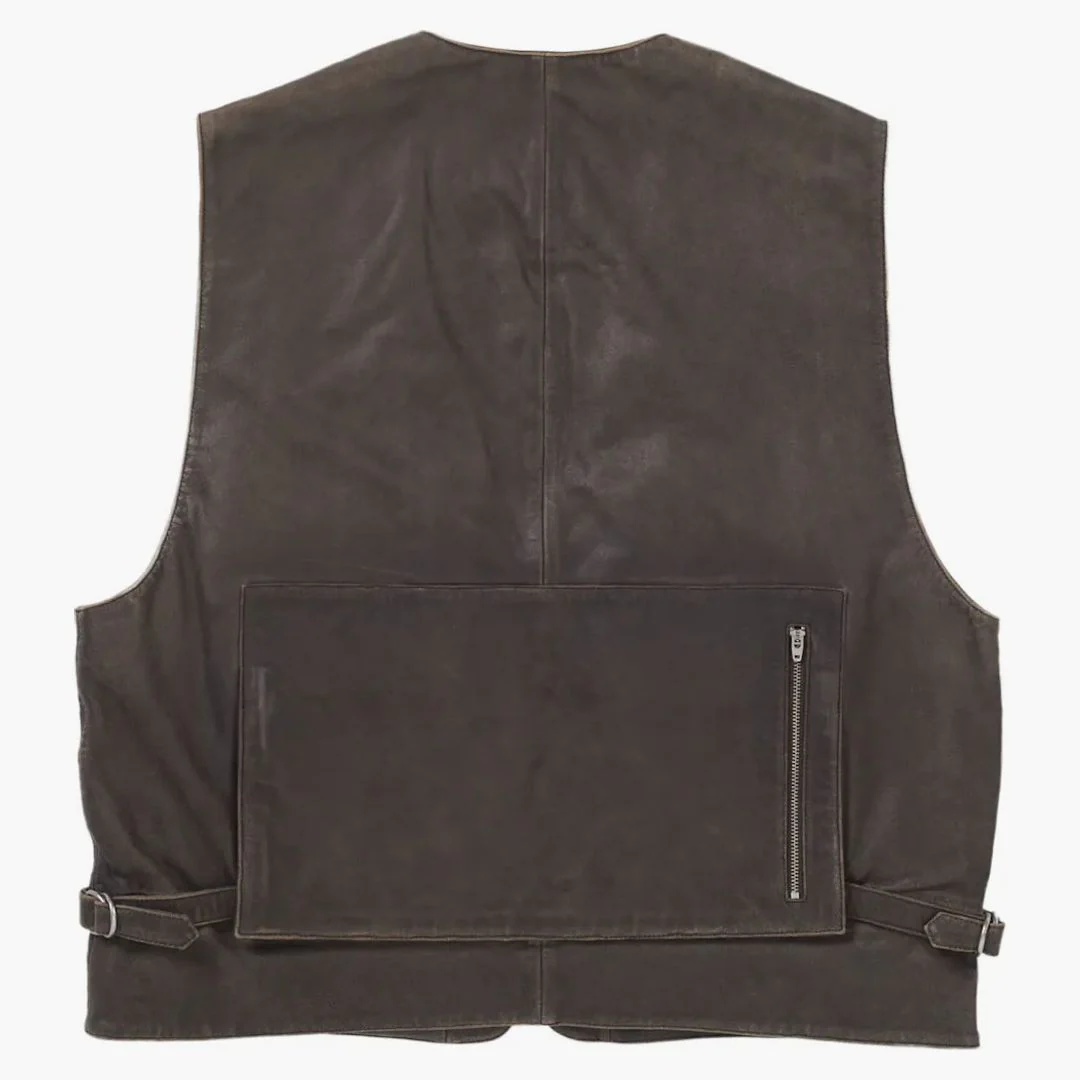 Supreme Leather Cargo Vest Brown - Image 2