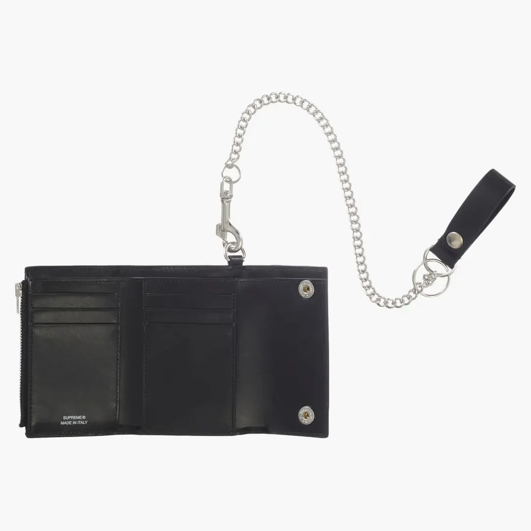 Supreme Leather Chain Wallet Black - Image 4