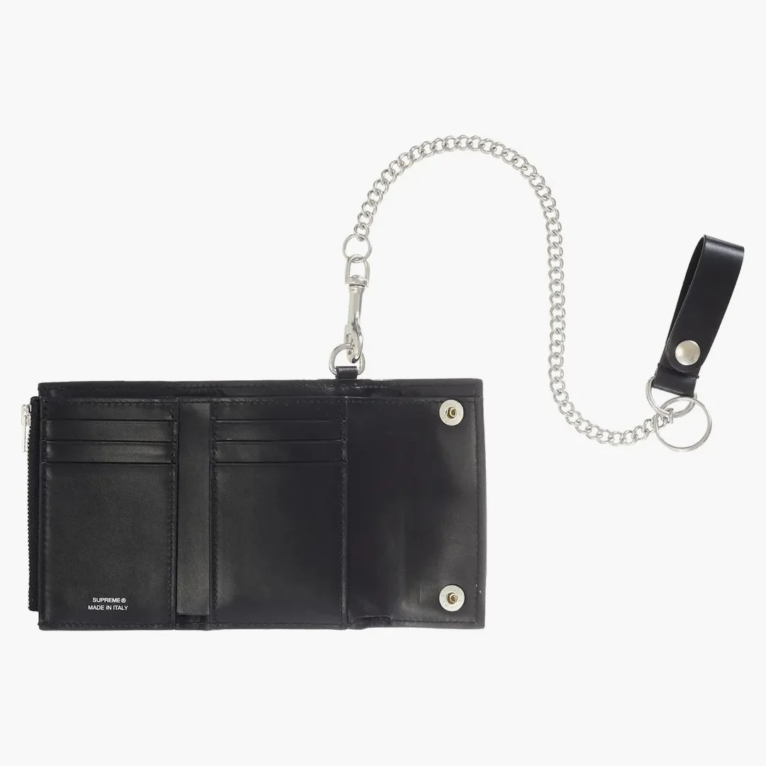 Supreme Leather Chain Wallet (fw25) Black - Image 2