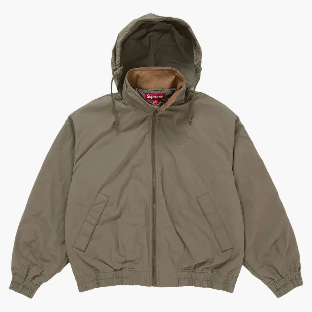 Supreme Leather Collar Utility Jacket (ss25) Olive