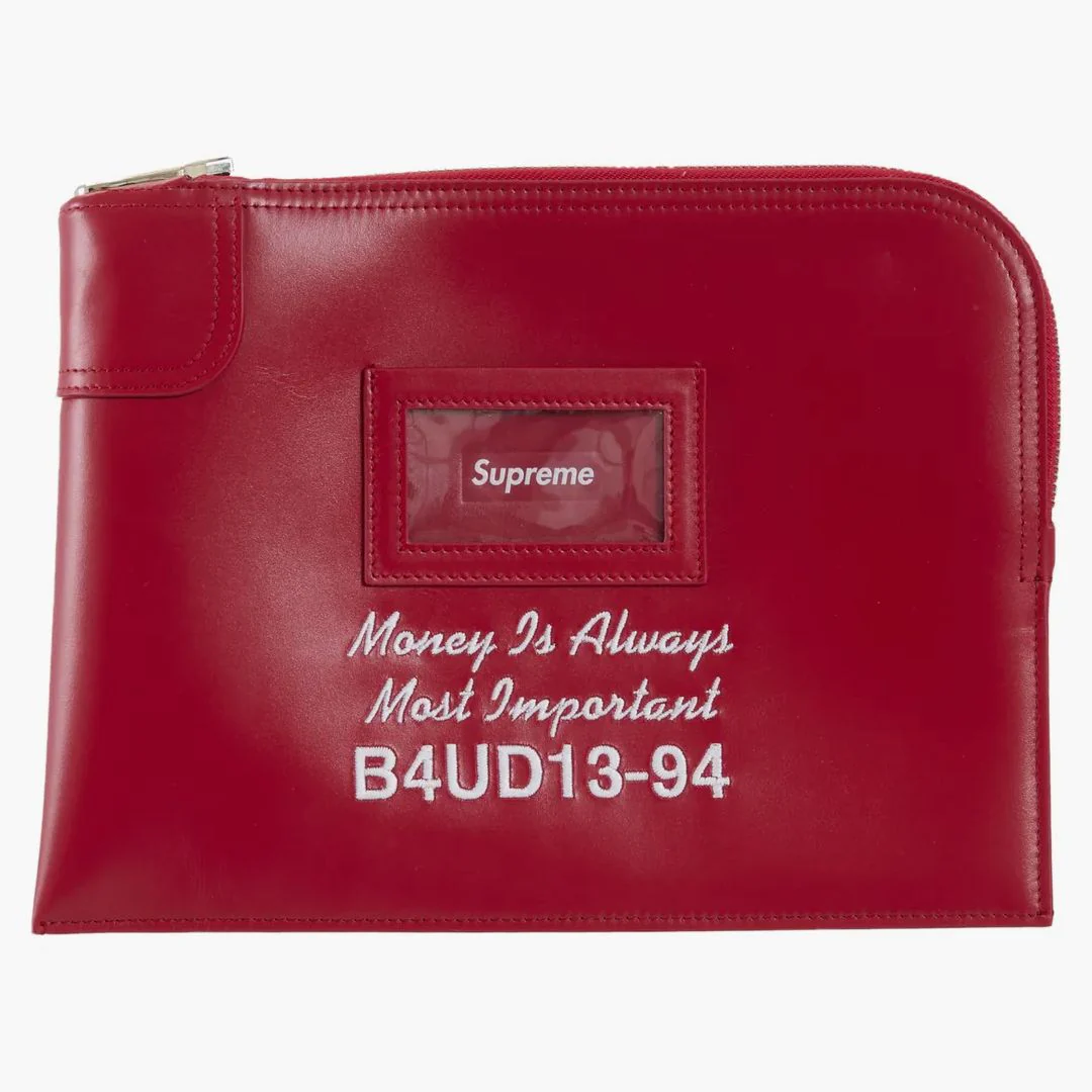 Supreme Leather Money Bag (fw25) Red - Image 2
