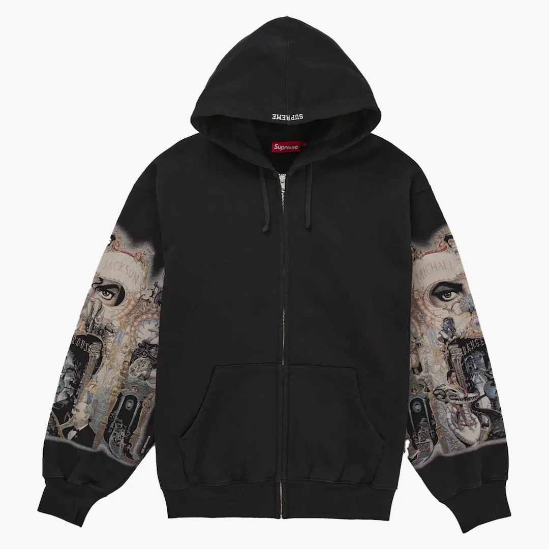 Supreme Michael Jackson Dangerous Zip Up Hooded Sweatshirt Black - Image 2