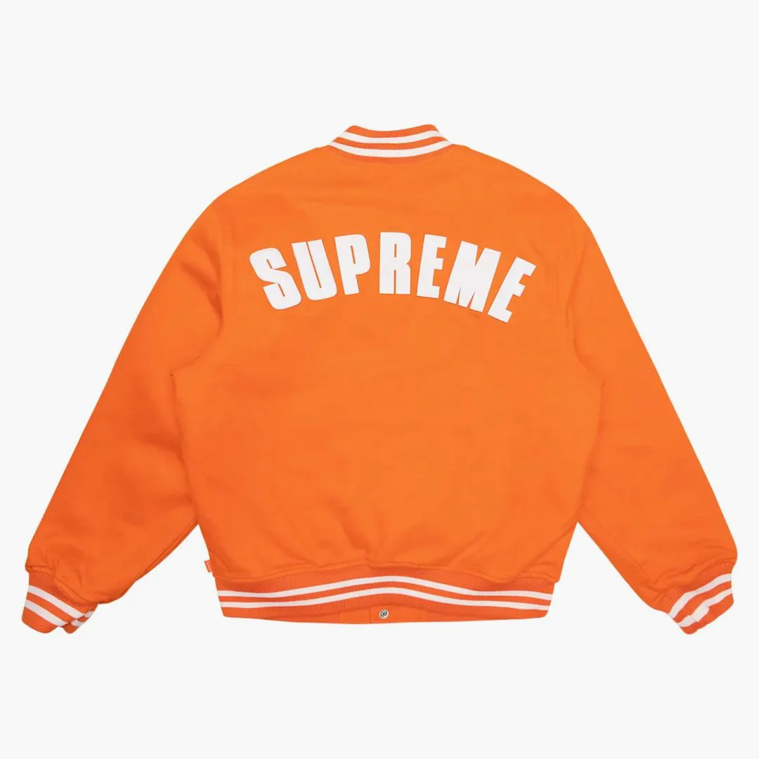 Supreme New Era Mlb Varsity Jacket Orange - Image 2