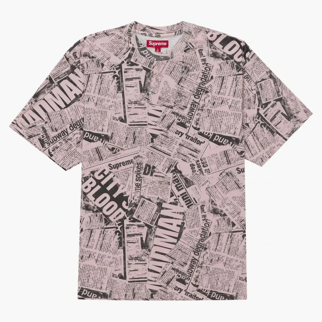 Supreme Newspaper S/s Top Pink