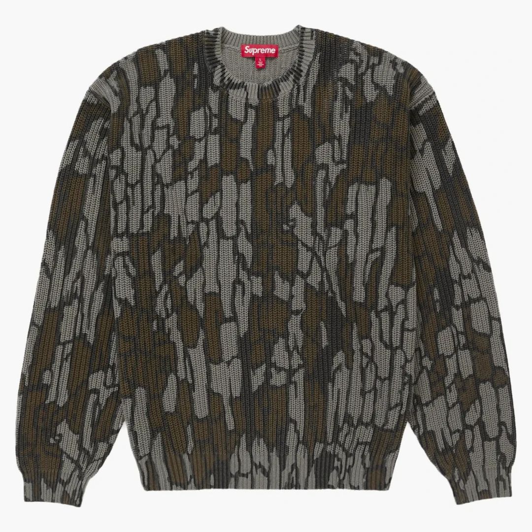 Supreme Old English Printed Sweater Mossy Oak Trebark Camo