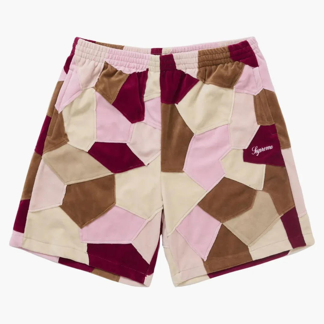 Supreme Patchwork Velour Short Tan
