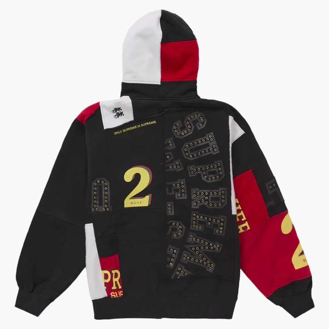 Supreme Patchwork Zip Up Hooded Sweatshirt (ss25) Black - Image 2