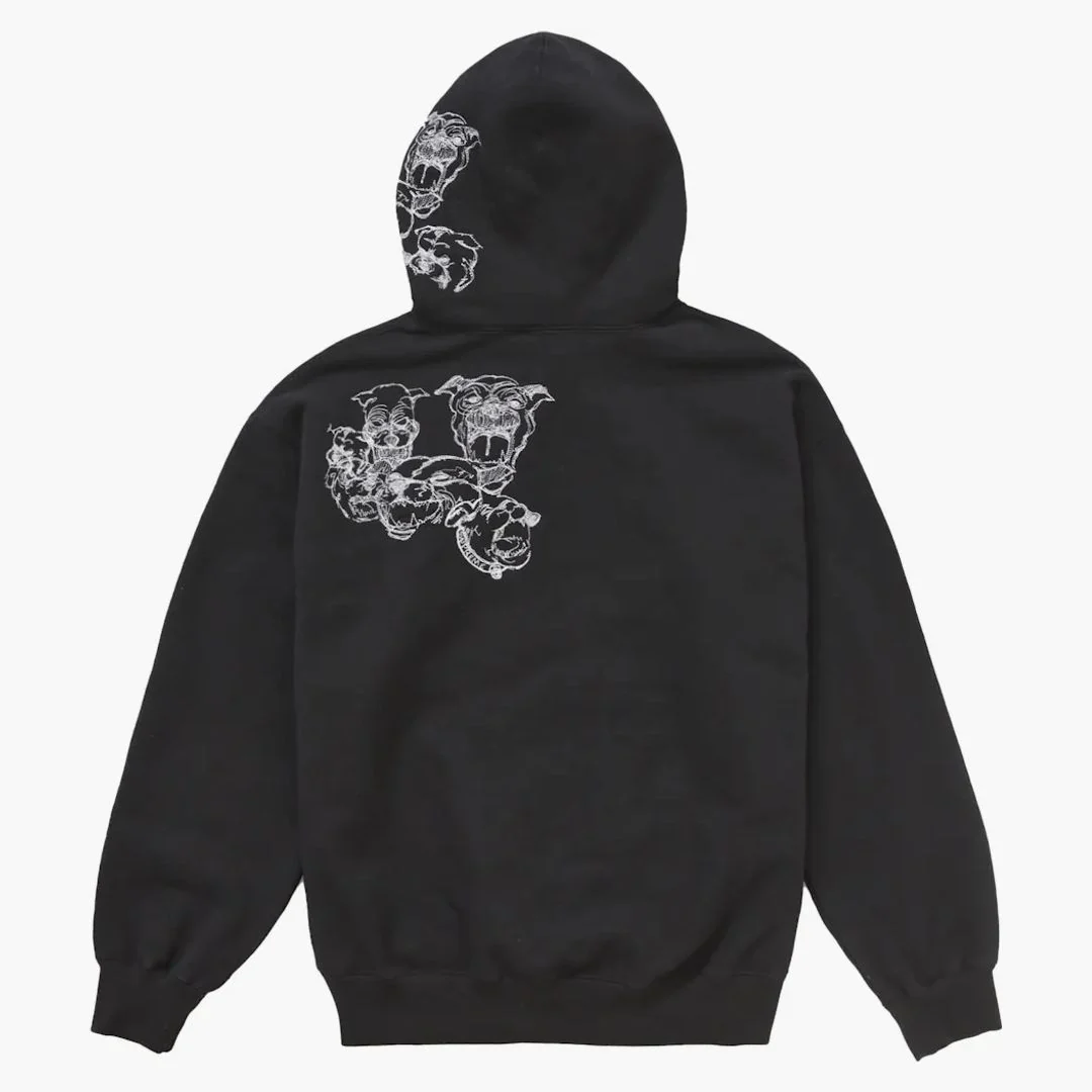 Supreme Pitbulls Embroidered Hooded Sweatshirt Black - Image 2