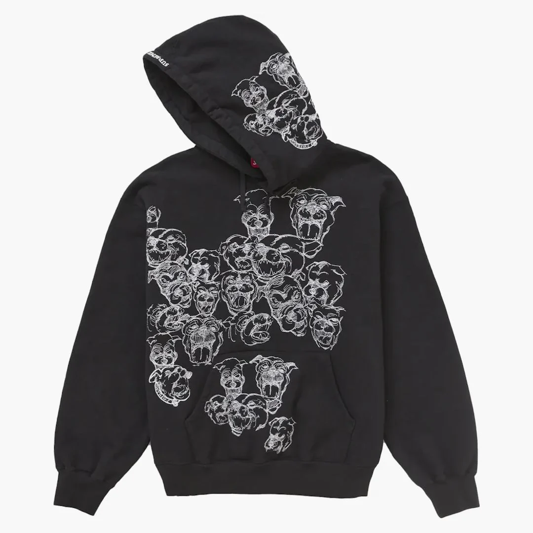 Supreme Pitbulls Embroidered Hooded Sweatshirt Black - Image 3