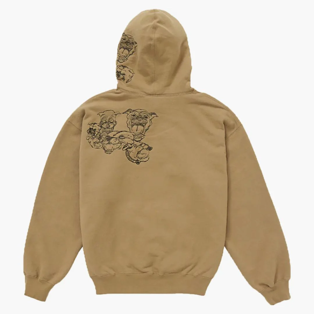 Supreme Pitbulls Embroidered Hooded Sweatshirt Brown - Image 2