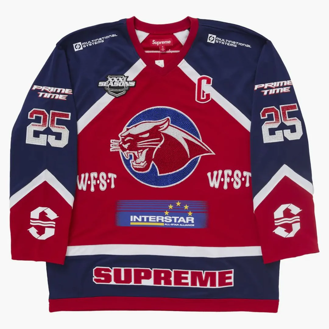Supreme Rhinestone Hockey Jersey Red