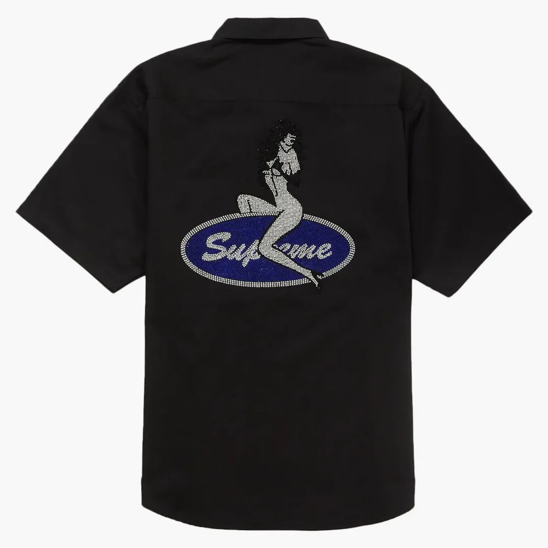 Supreme Rhinestone Pin Up S/s Work Shirt Black