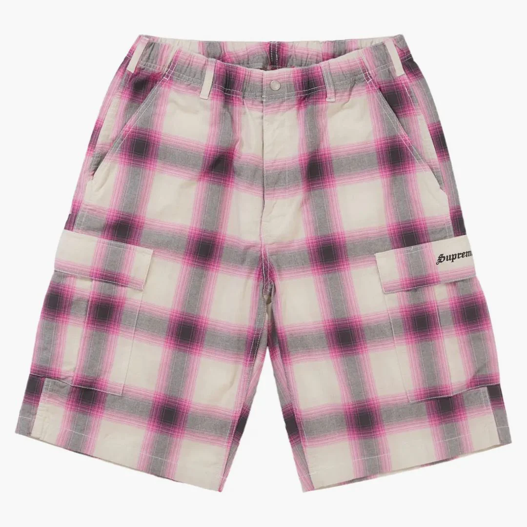 Supreme Shadow Plaid Cargo Short Pink
