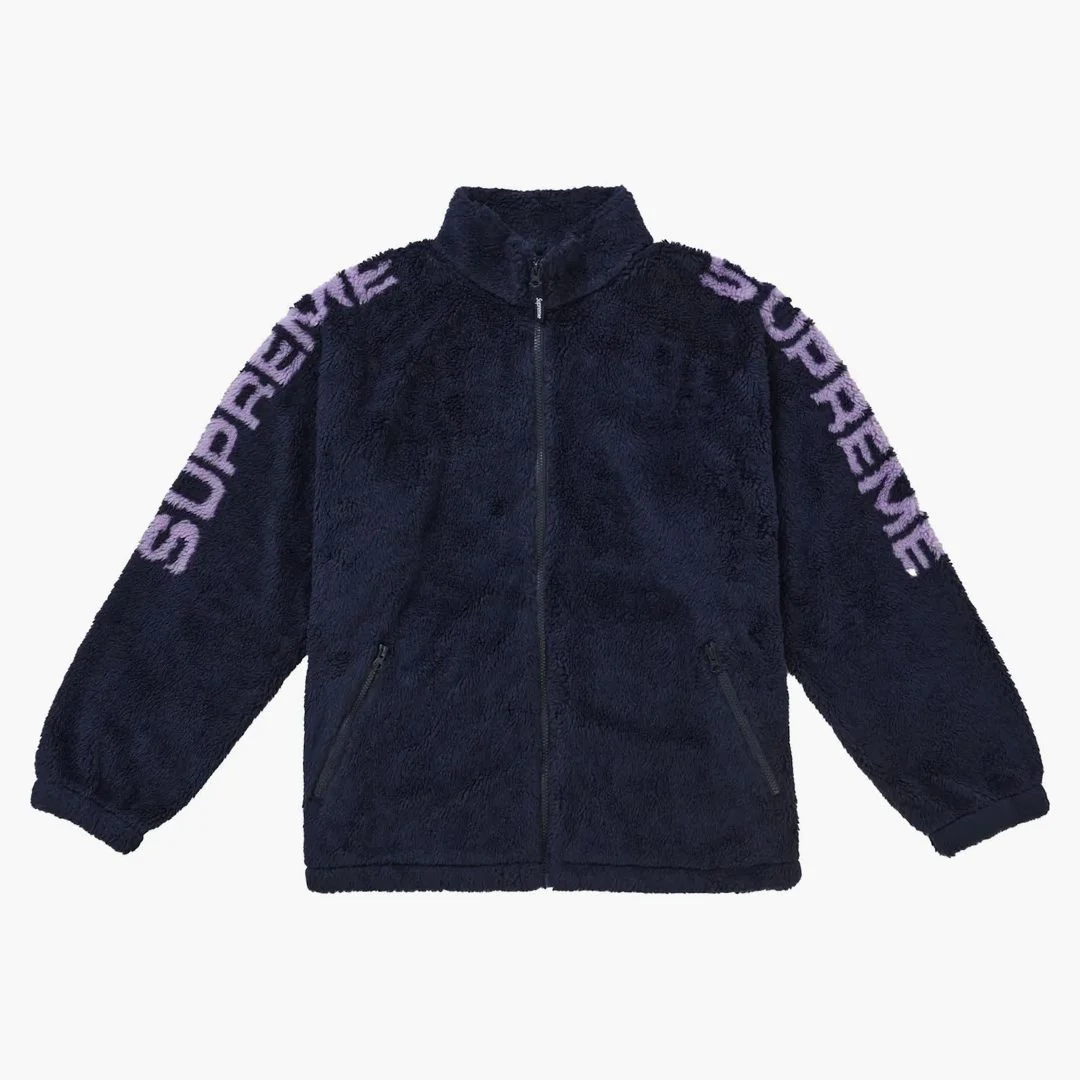 Supreme Shoulder Logo Fleece Jacket Navy