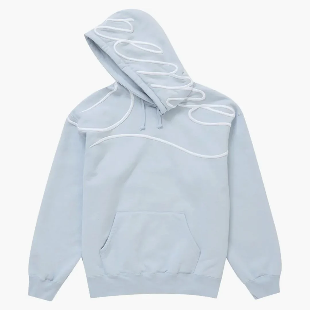 Supreme Shoulder Script Hooded Sweatshirt Dusty Blue - Image 2