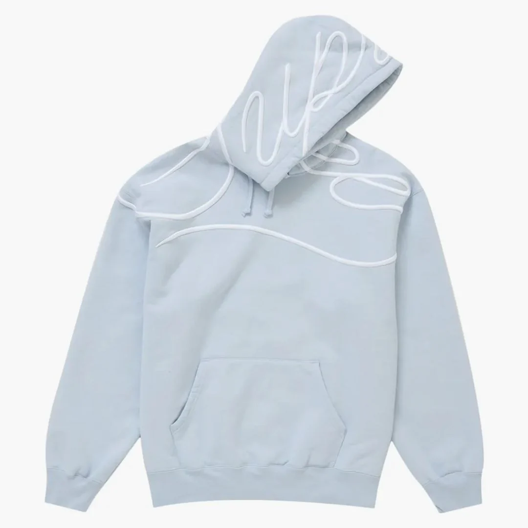 Supreme Shoulder Script Hooded Sweatshirt Dusty Blue - Image 3