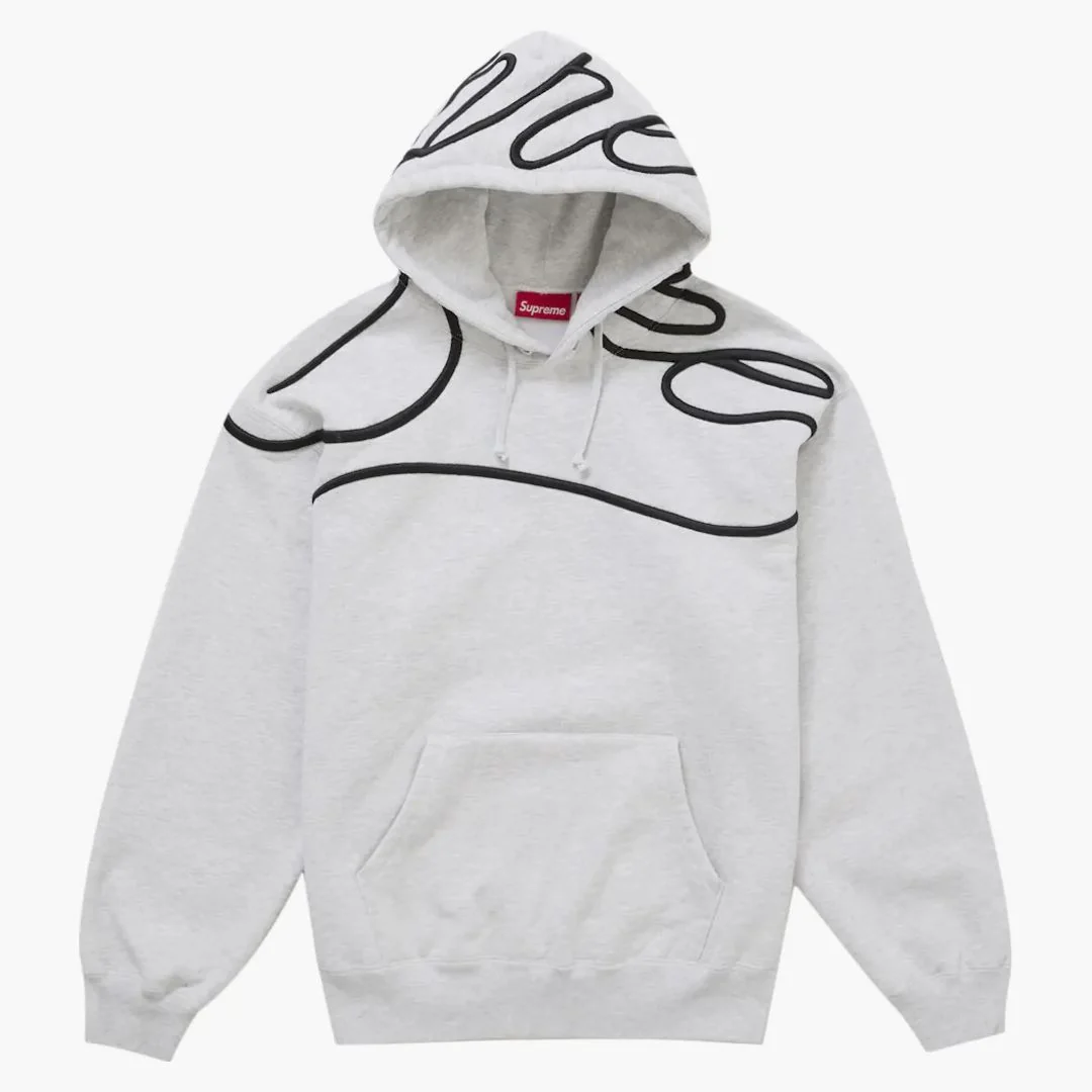 Supreme Shoulder Script Hooded Sweatshirt Heather Grey