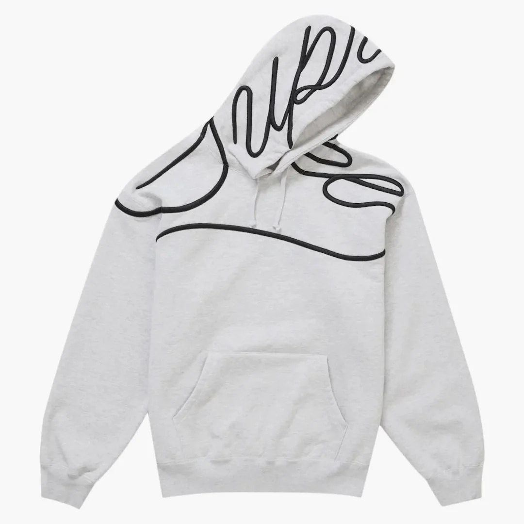 Supreme Shoulder Script Hooded Sweatshirt Heather Grey - Image 2