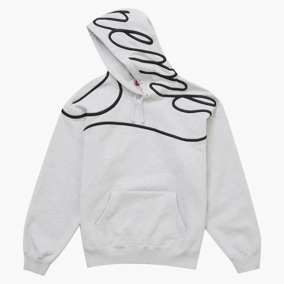 Supreme Shoulder Script Hooded Sweatshirt Heather Grey - Image 3