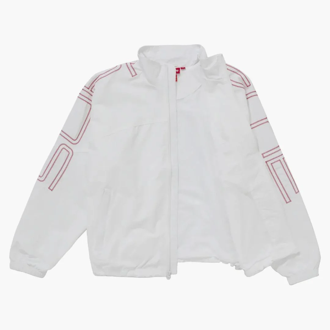 Supreme Spellout Embroidered Track Jacket (ss25) White - Image 3