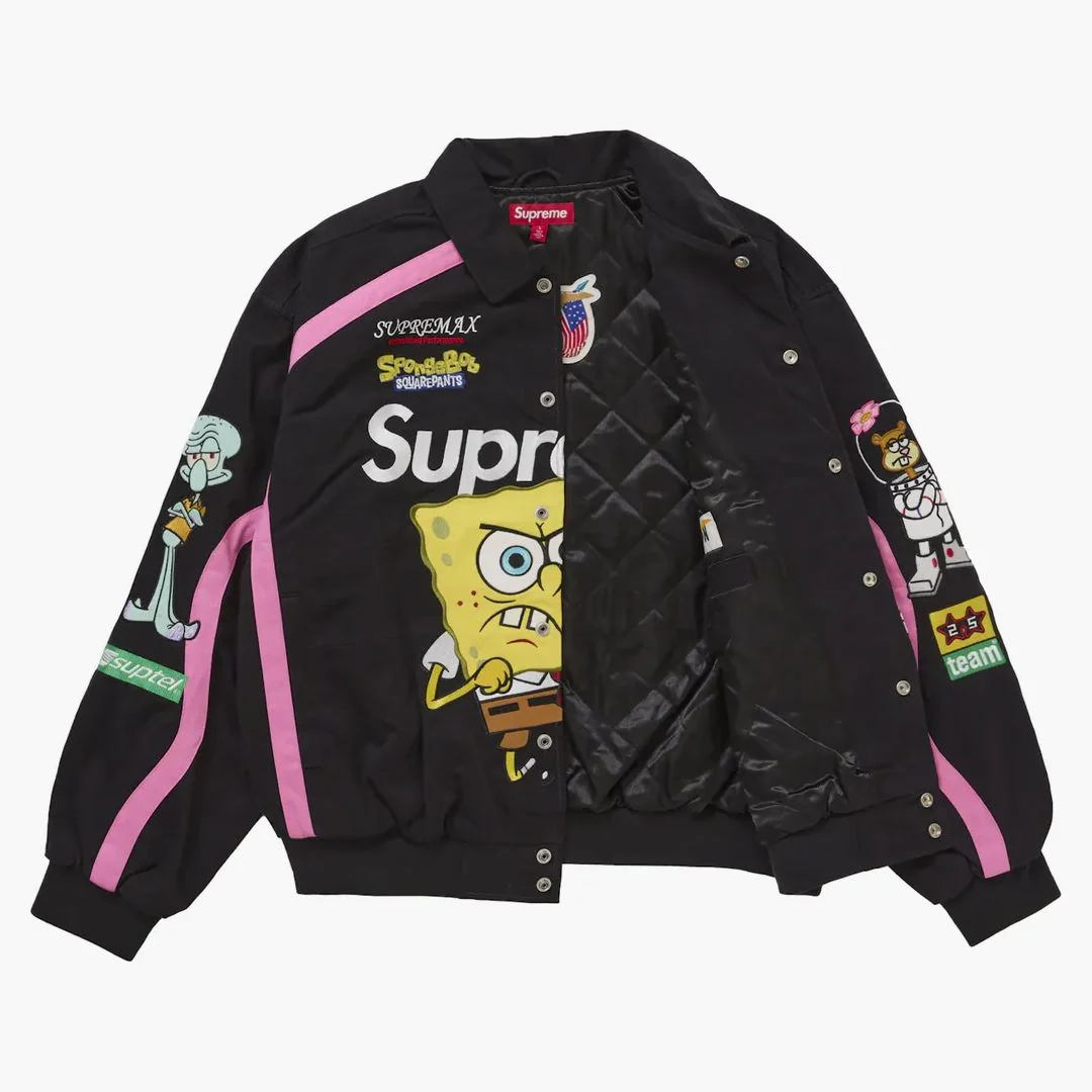Supreme Spongebob Squarepants Jeff Hamilton Racing Jacket Black - Image 3